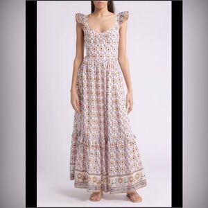 Cleobella | Floral Maxi Dress Multi Coloured Bohemian Organic Cotton Size Medium